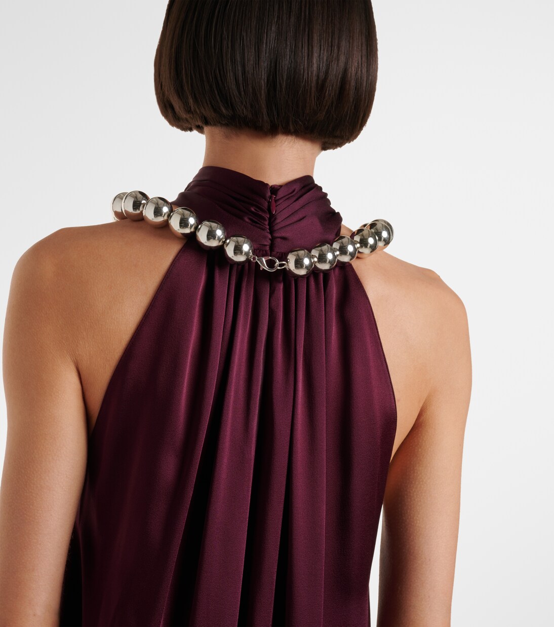 Embellished halterneck satin jumpsuit | Stella McCartney