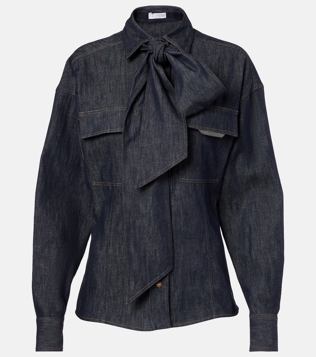 Camisa de denim con lazo | Brunello Cucinelli