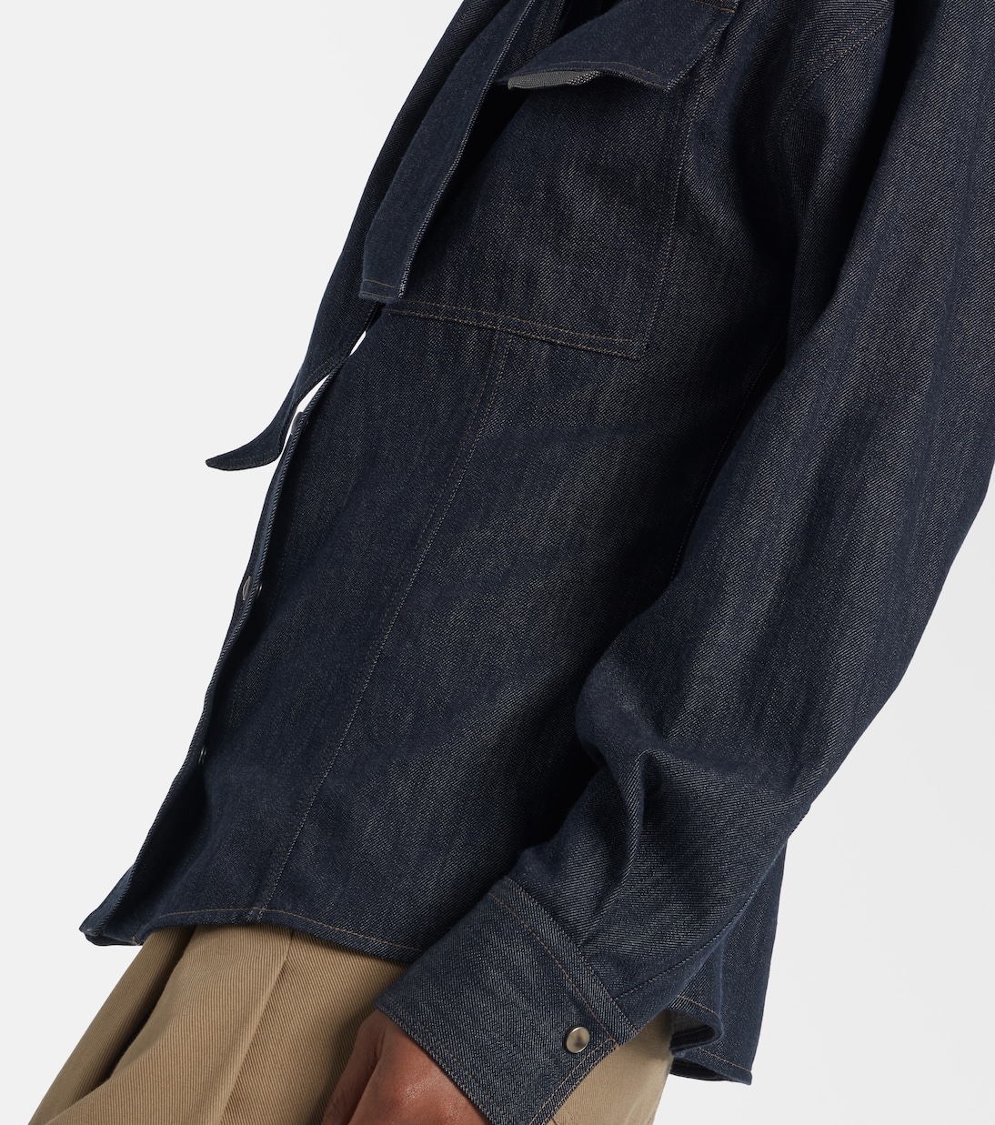 Camisa de denim con lazo | Brunello Cucinelli