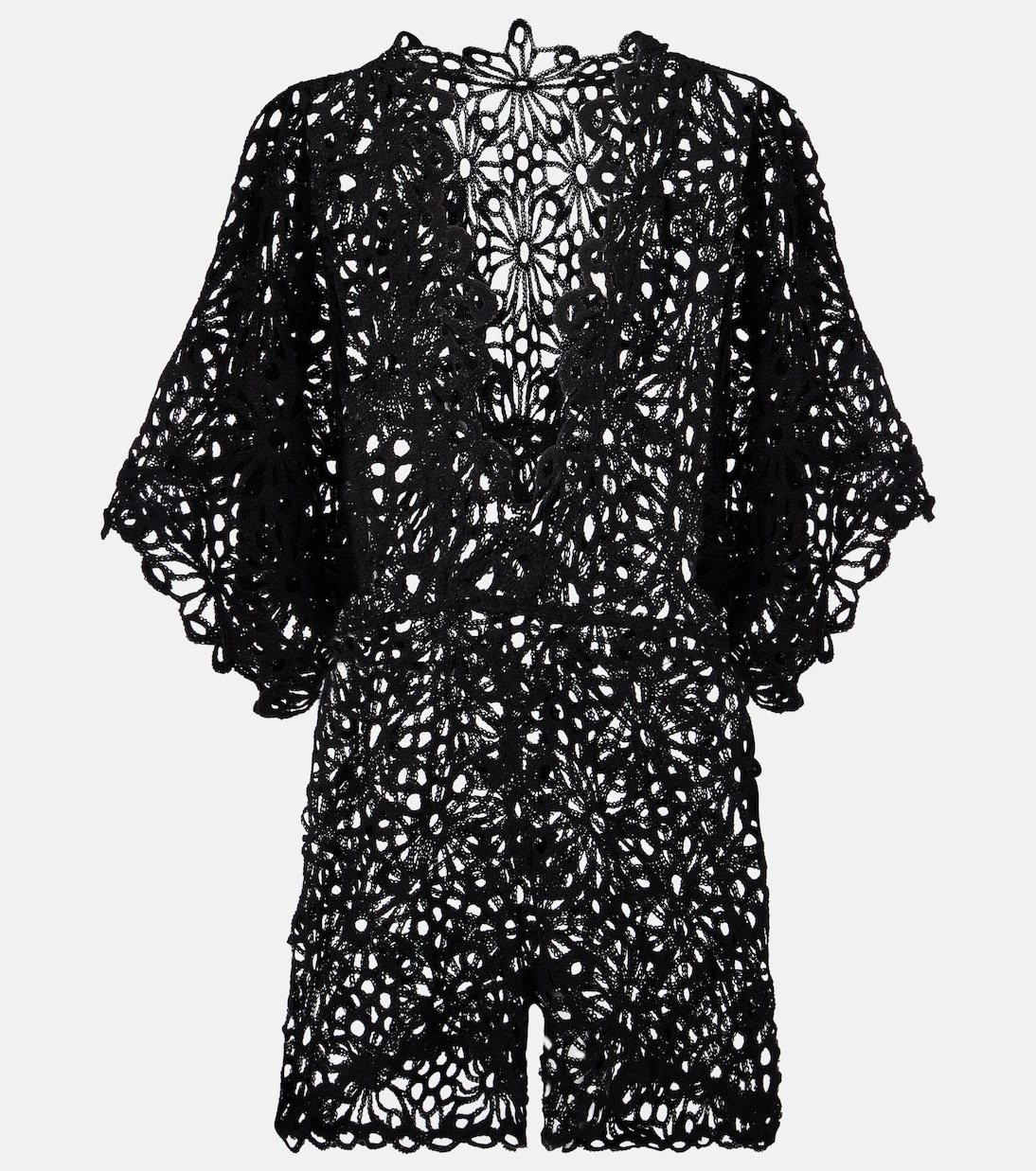 Floral open-knit romper | Norma Kamali