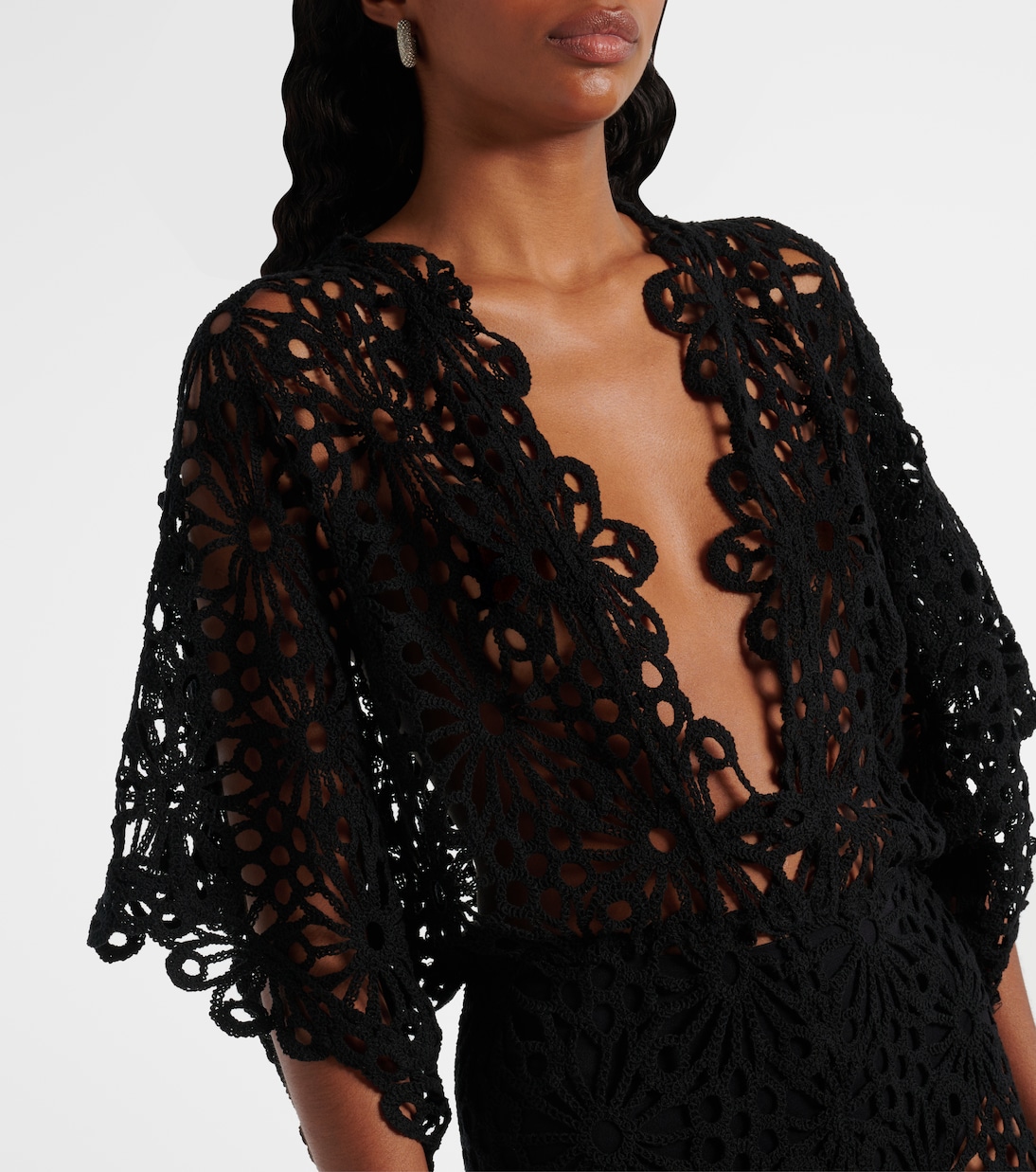 Floral open-knit romper | Norma Kamali