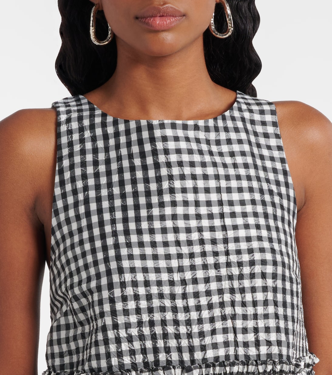 Gingham ruffled top | Ganni