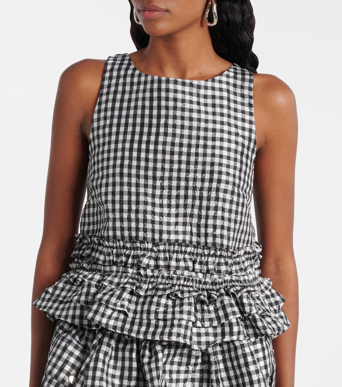 Gingham ruffled top | Ganni