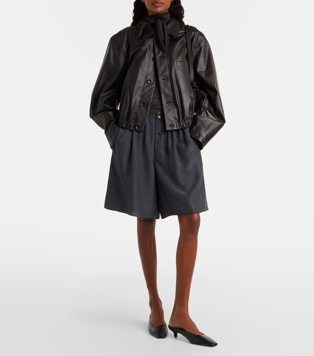 High-rise silk pongee Bermuda shorts | Lemaire