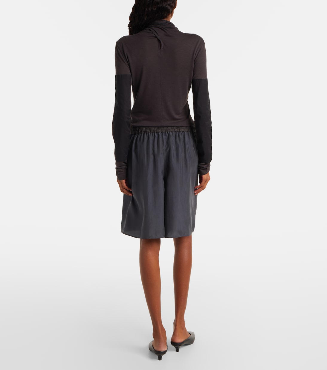 High-rise silk pongee Bermuda shorts | Lemaire