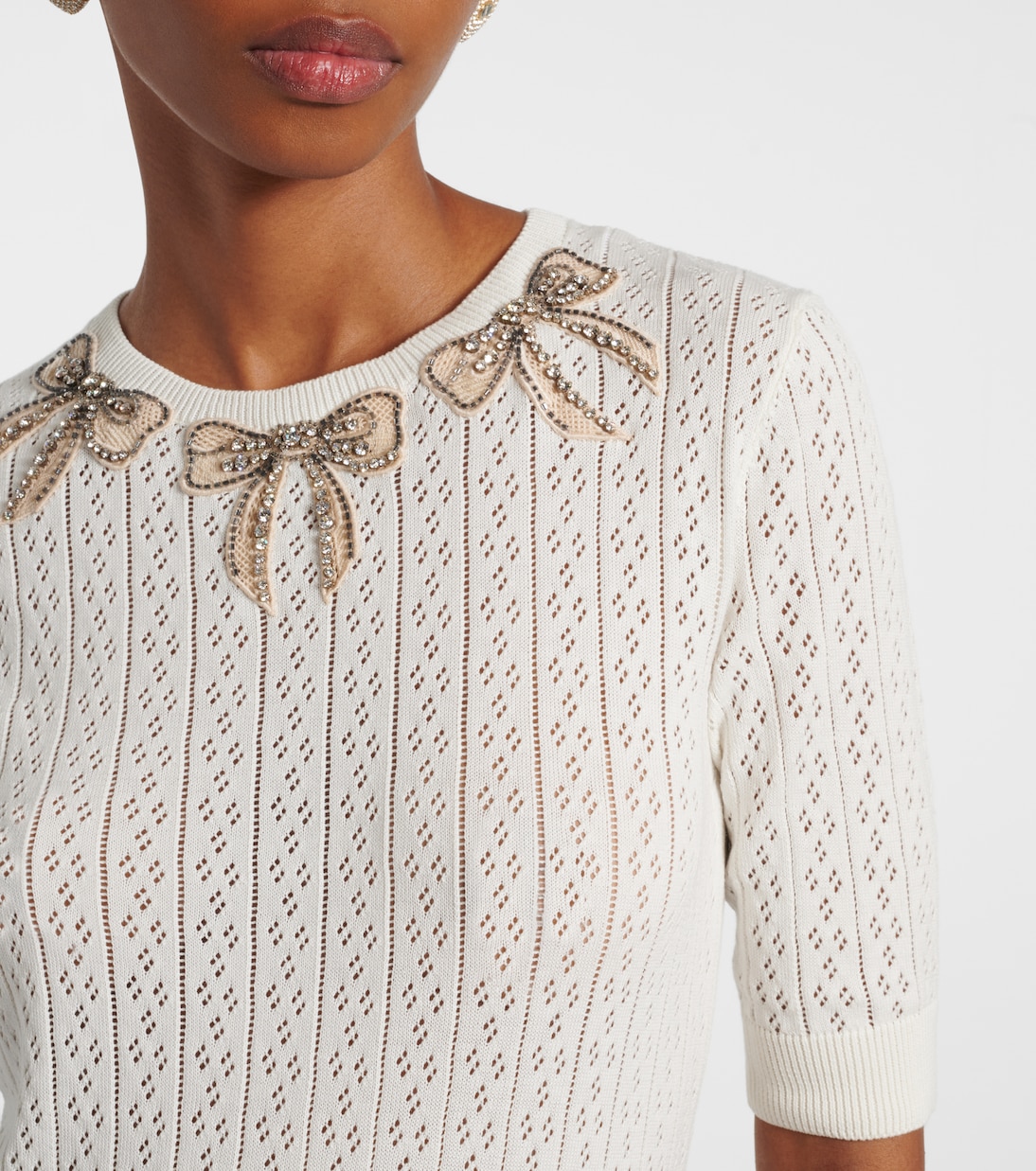 Crystal-embellished cotton sweater | Valentino