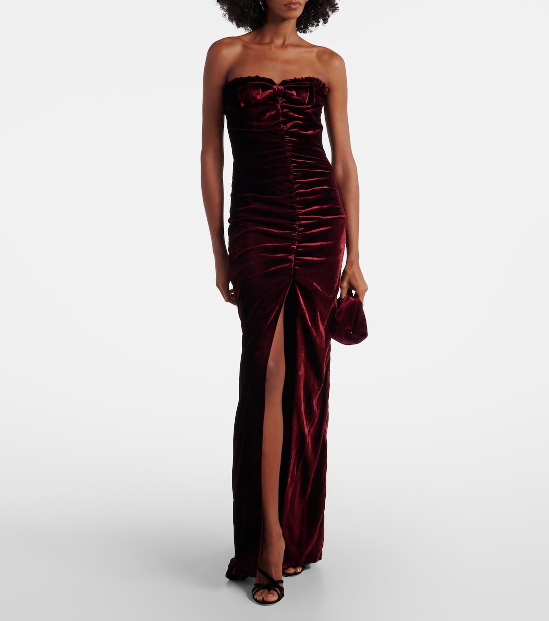 Bow-detail ruched velvet gown | Alessandra Rich