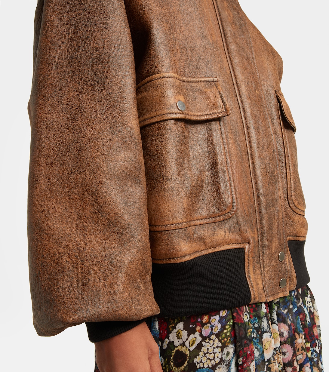 Sandor shearling-trimmed leather jacket | Khaite