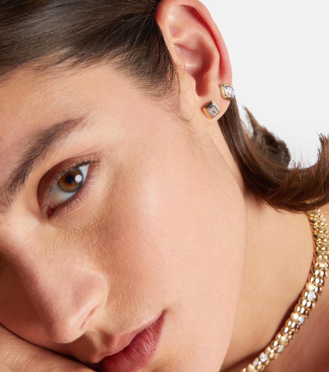 Boucle d’oreille unique en or 9 ct et diamant  | Rainbow K