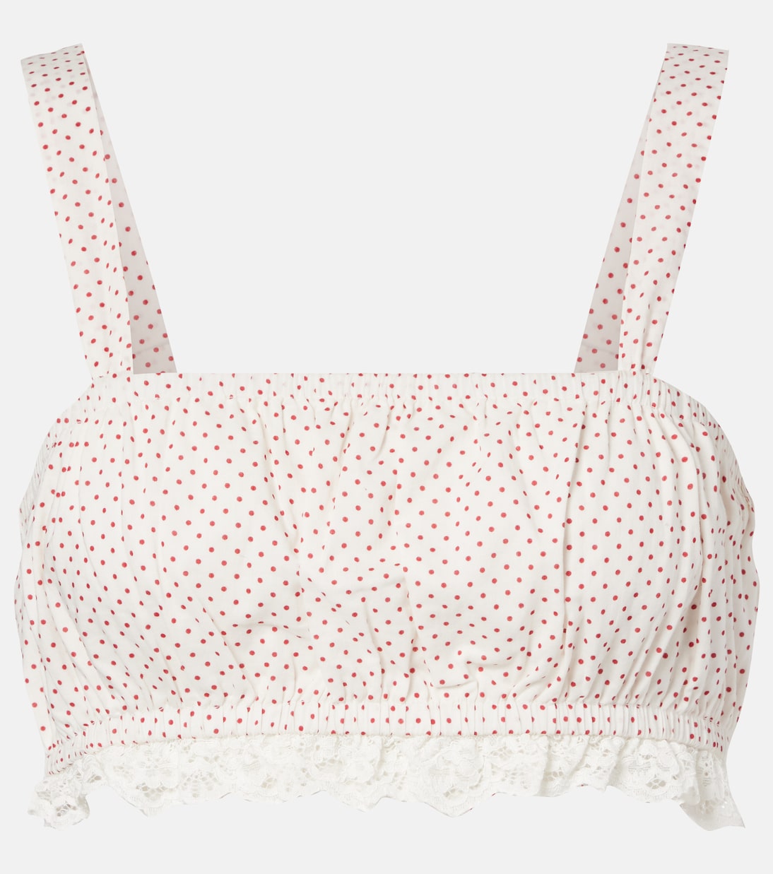 Marlowe lace-trimmed polka-dot cotton crop top | Posse