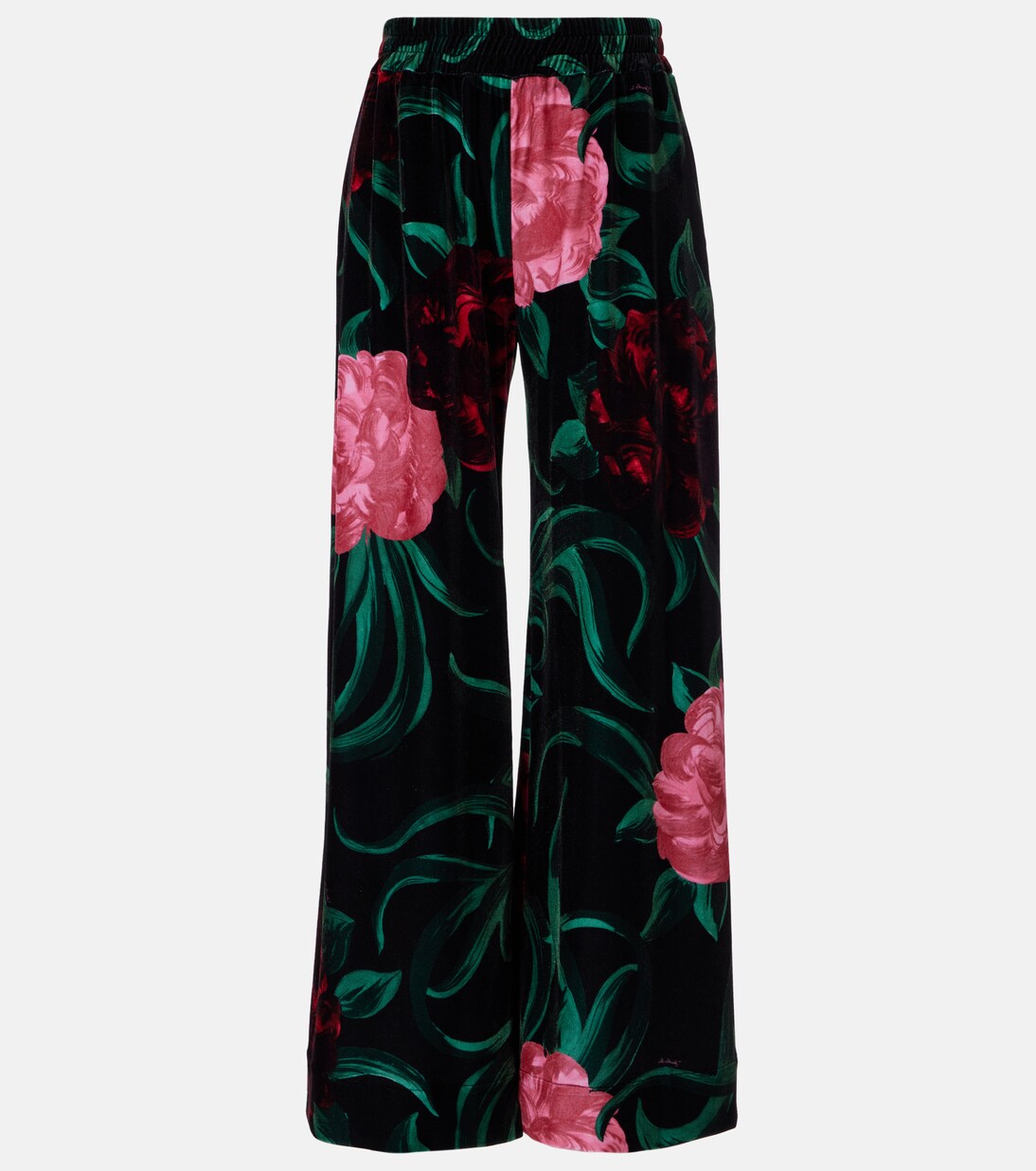 Pantalones palazzo de terciopelo floral | La DoubleJ