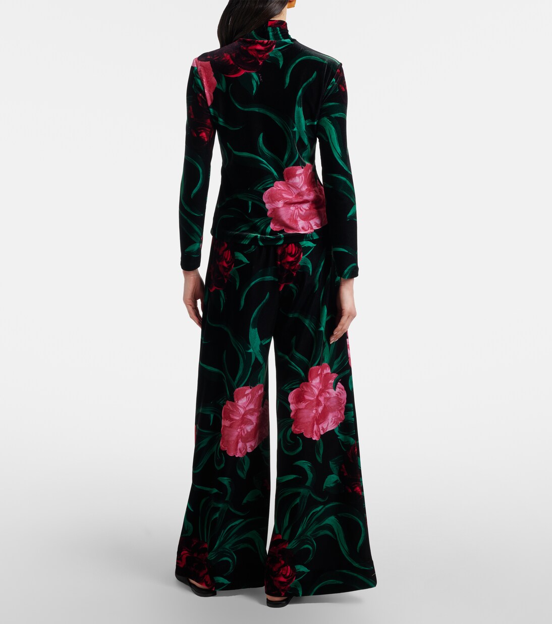 Pantalones palazzo de terciopelo floral | La DoubleJ