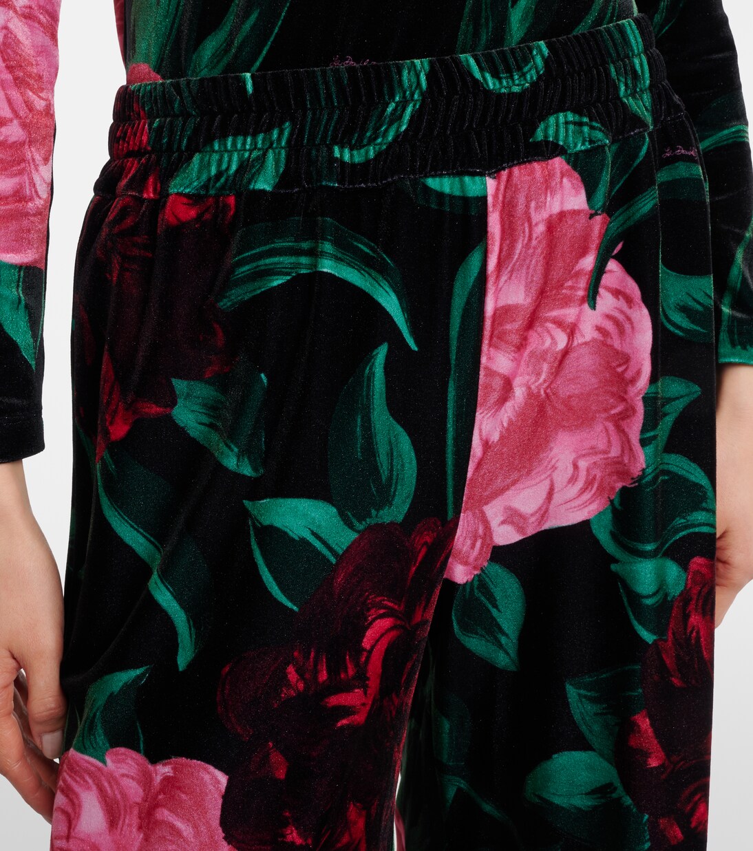 Pantalones palazzo de terciopelo floral | La DoubleJ