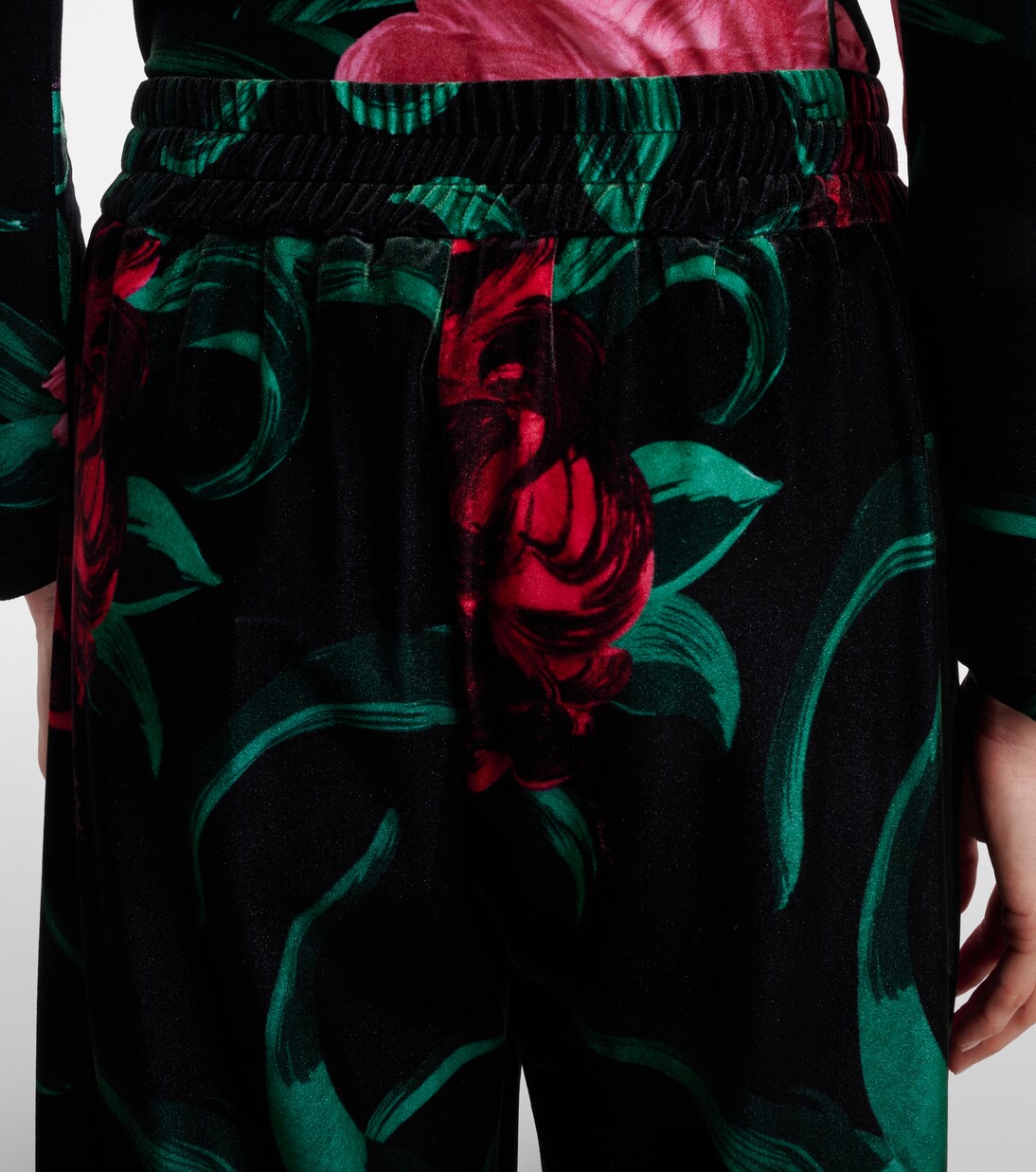 Pantalones palazzo de terciopelo floral | La DoubleJ