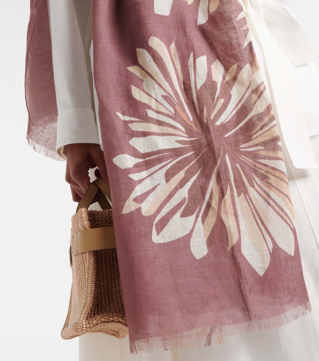 Floral linen scarf | Brunello Cucinelli