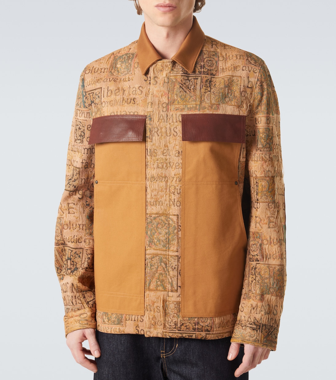 Jacke aus Jacquard mit Leder | Junya Watanabe