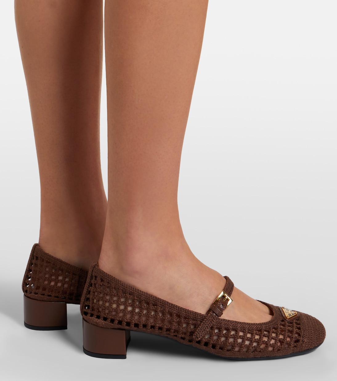 Mary-Jane-Pumps aus Häkelstrick | Prada