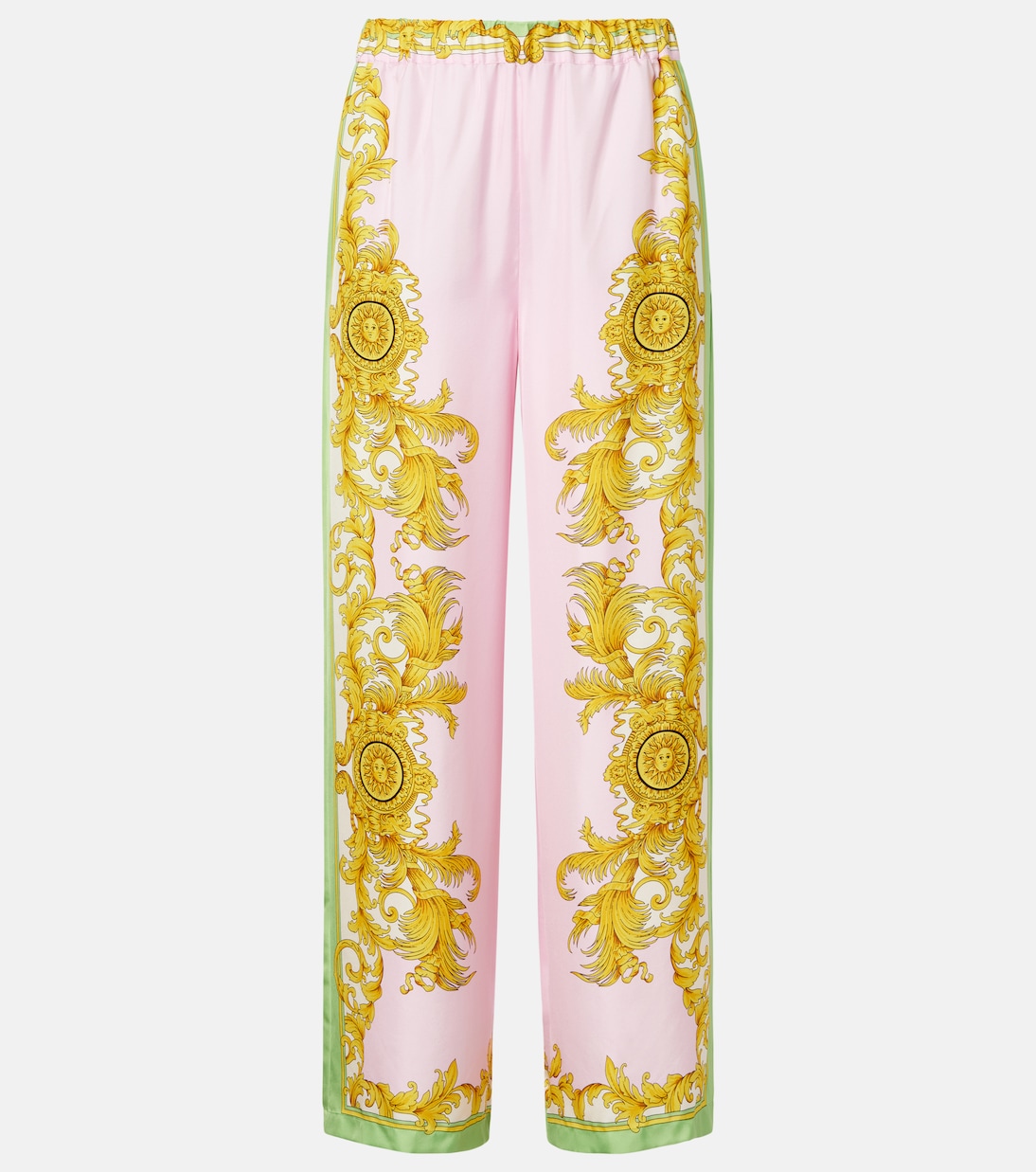 Printed silk twill wide-leg pants  | Versace