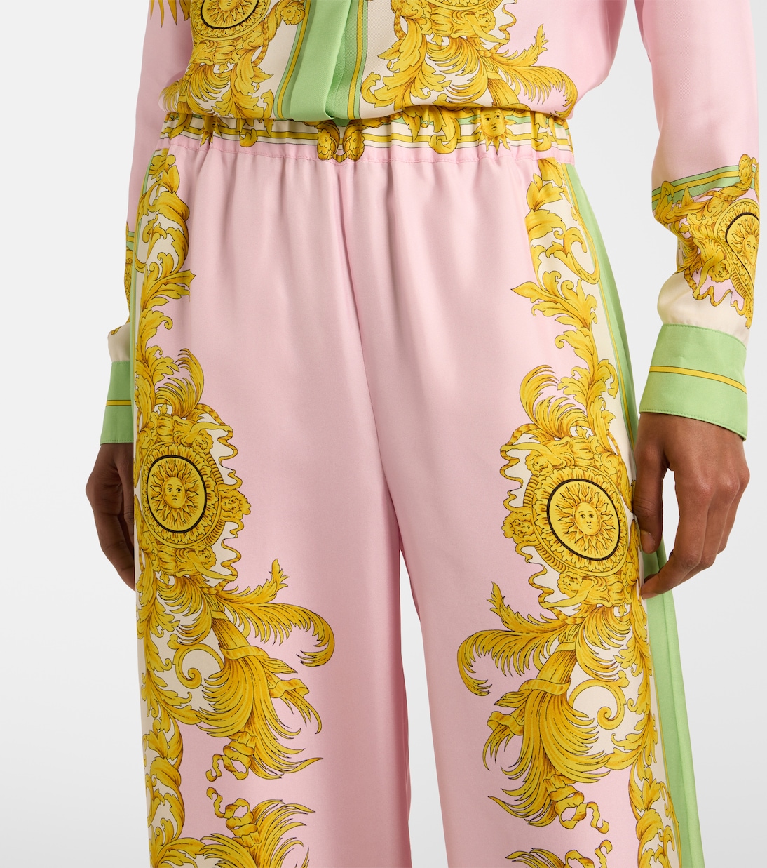 Printed silk twill wide-leg pants  | Versace