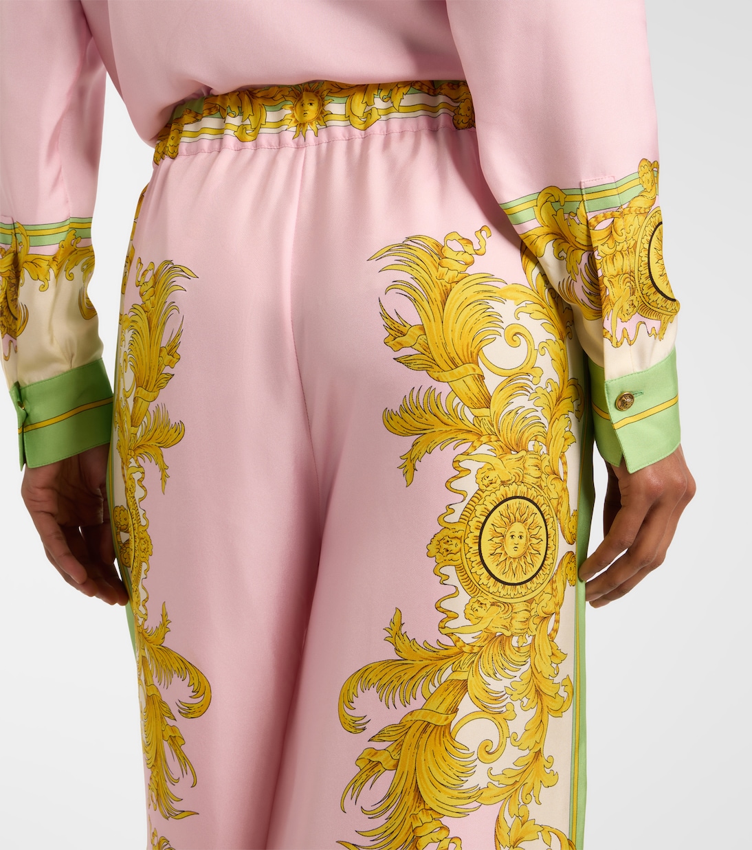 Printed silk twill wide-leg pants  | Versace