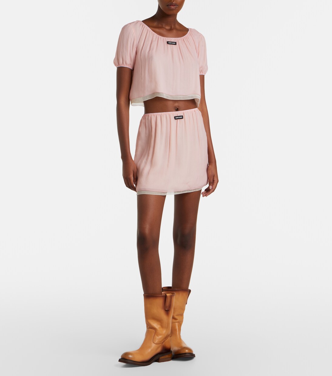 Silk chiffon miniskirt | Miu Miu