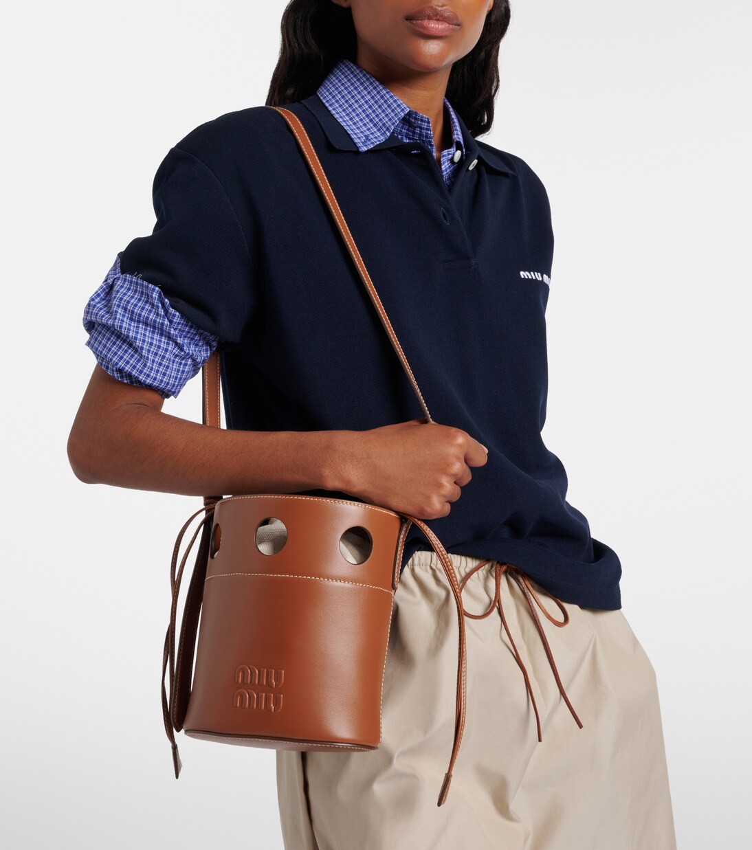 Leather bucket bag | Miu Miu