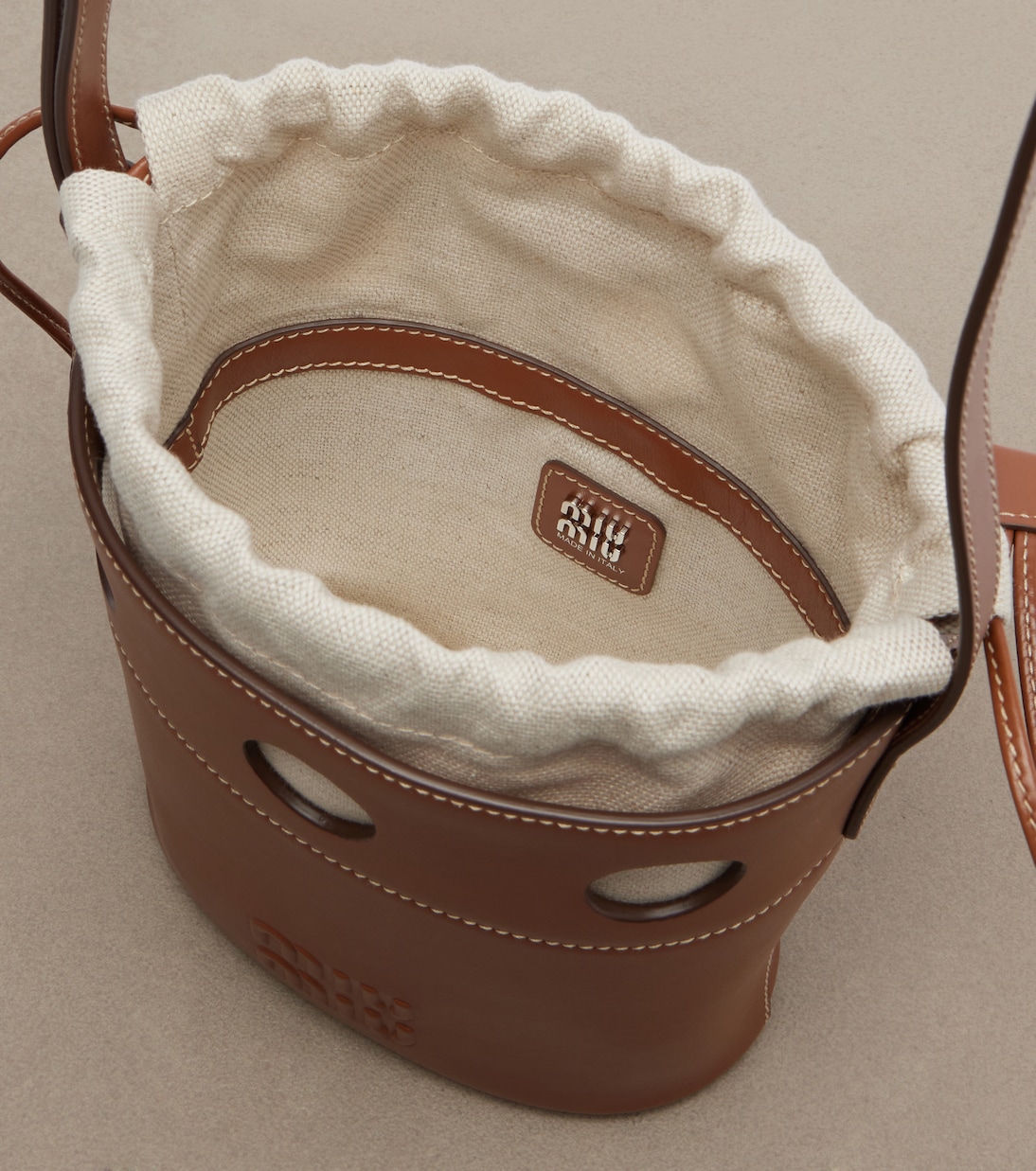 Leather bucket bag | Miu Miu