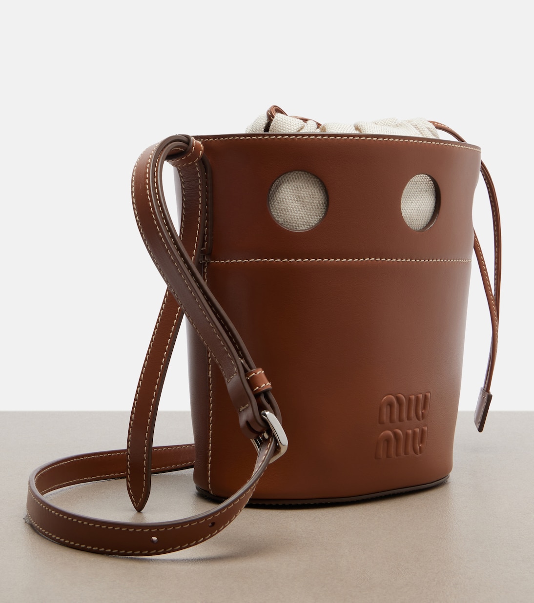 Leather bucket bag | Miu Miu
