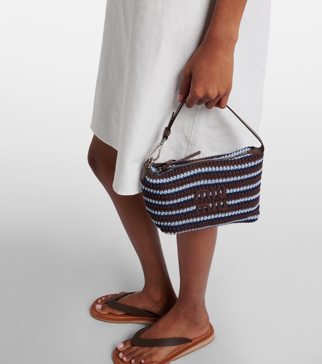 Striped crochet shoulder bag | Miu Miu