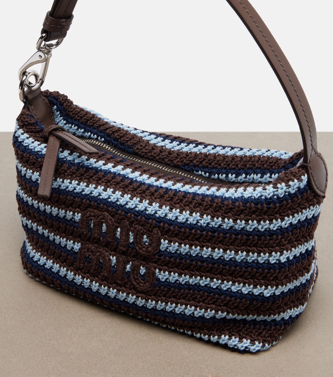 Striped crochet shoulder bag | Miu Miu