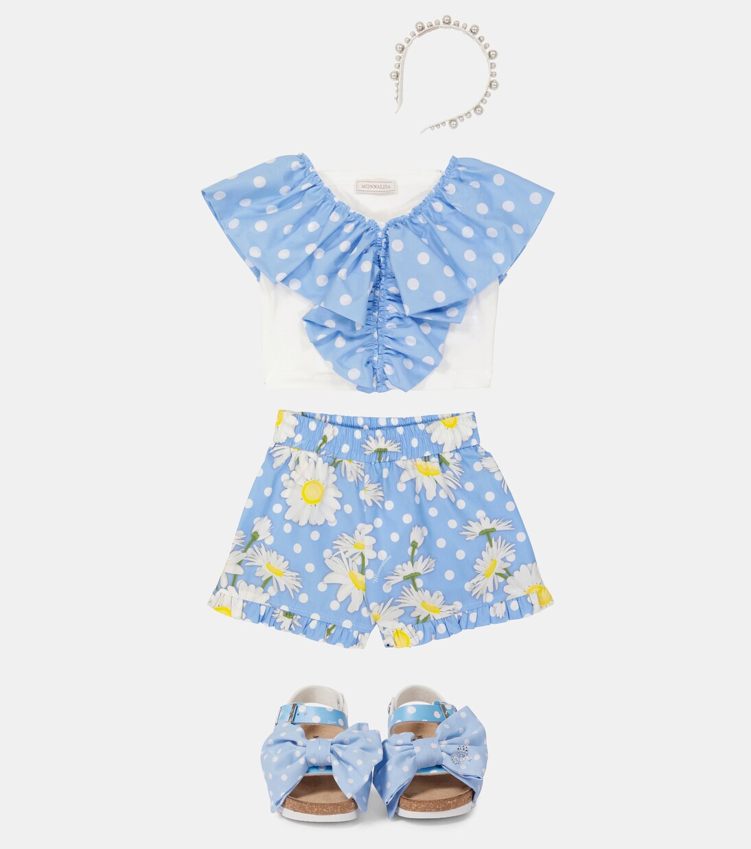 Sandalias con lazo y lunares | Monnalisa