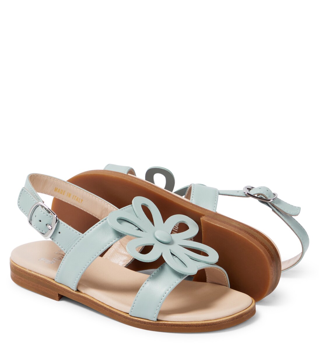 Flower-embellished leather sandals | Il Gufo