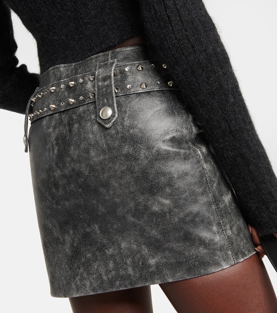 Verzierter Minirock aus Leder | Alessandra Rich