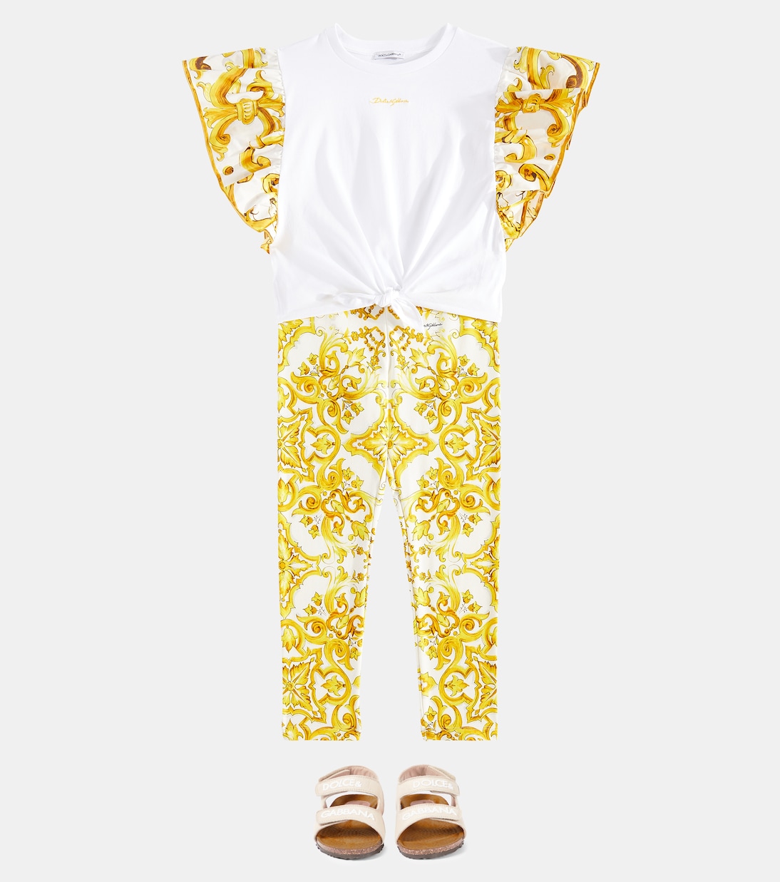 Legging Majolica en coton mélangé | Dolce&Gabbana Kids