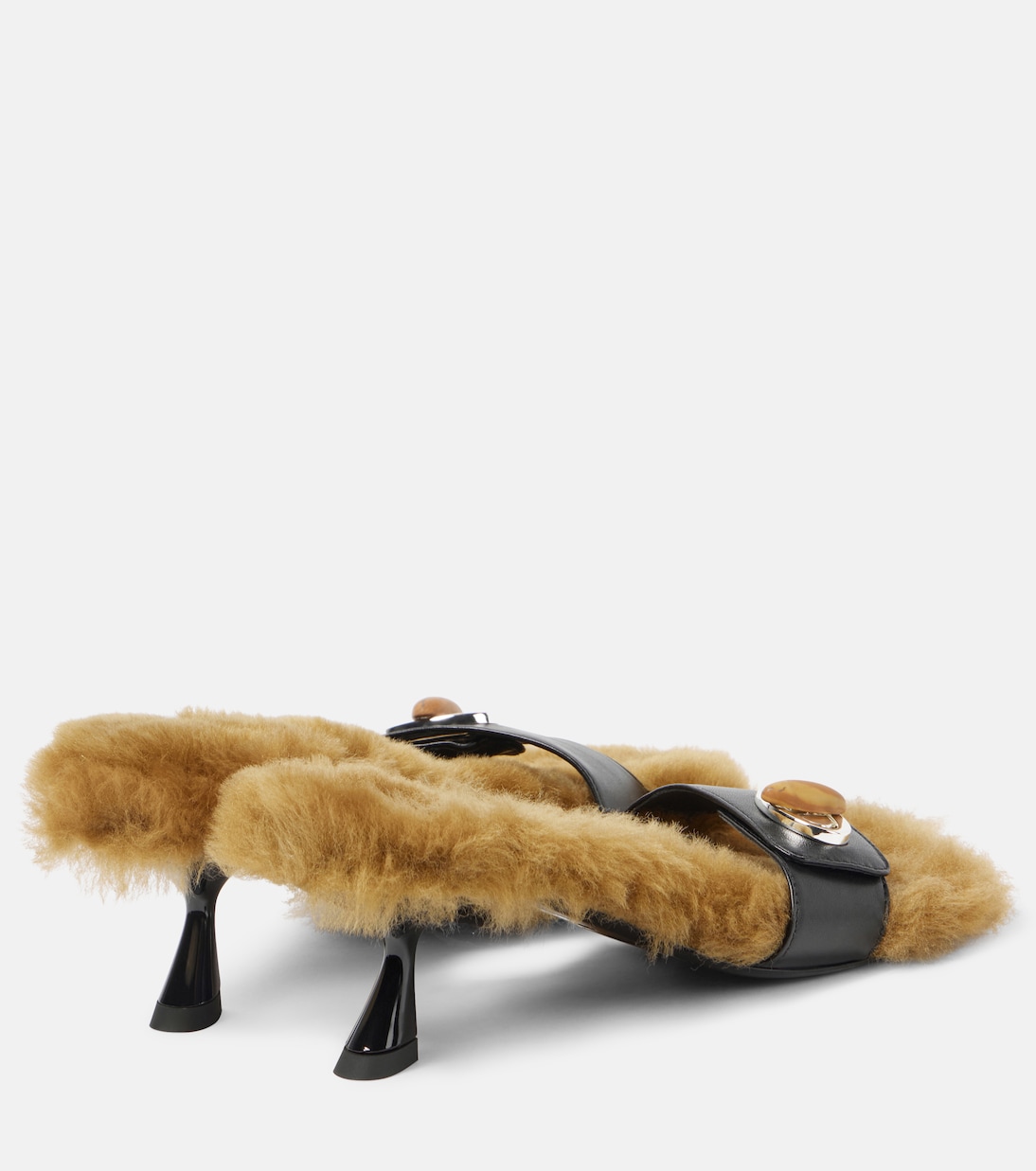 Pantoletten Turnlock mit Shearling | Christopher Esber