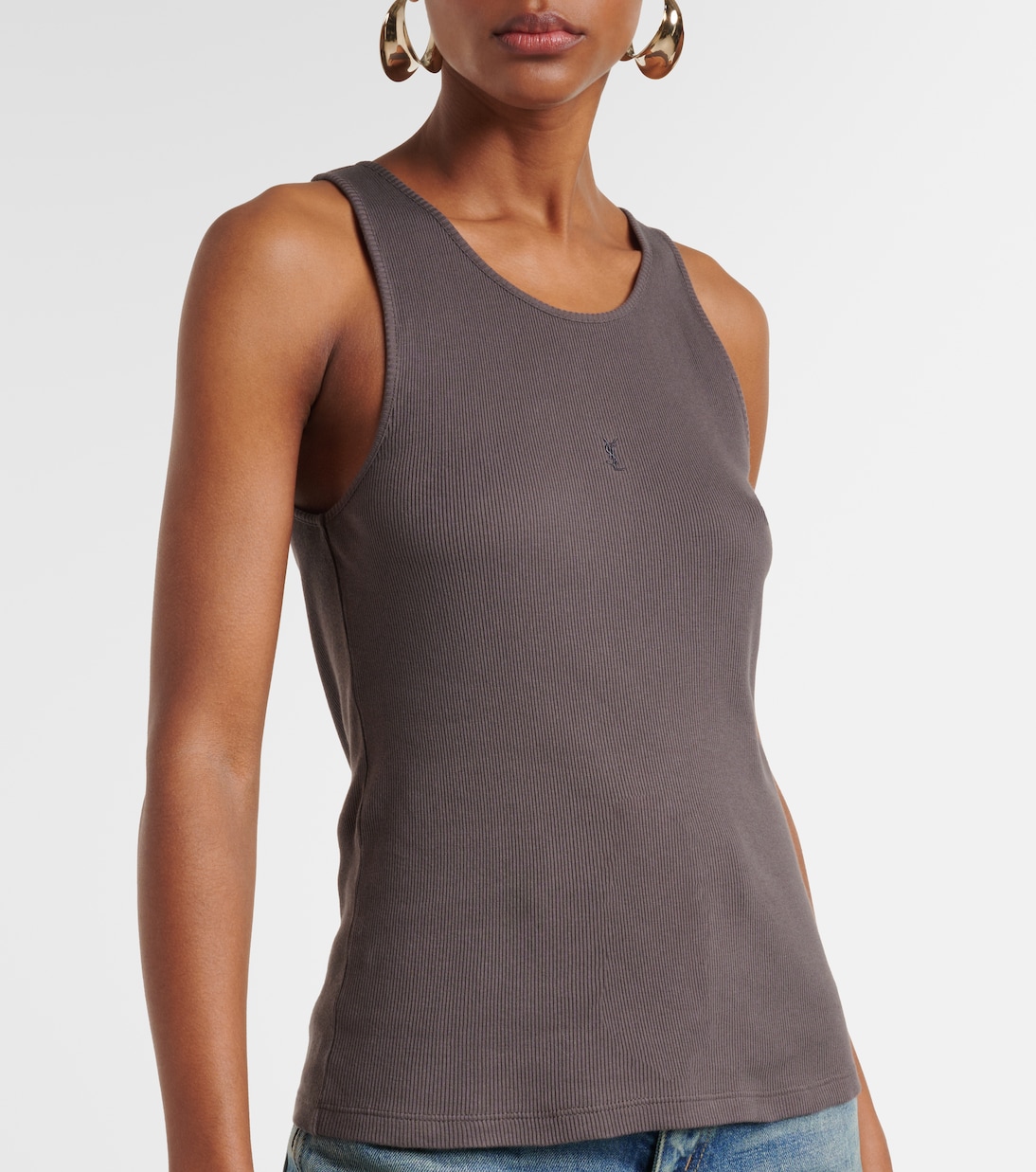 Tank top Cassandre de algodón acanalado | Saint Laurent