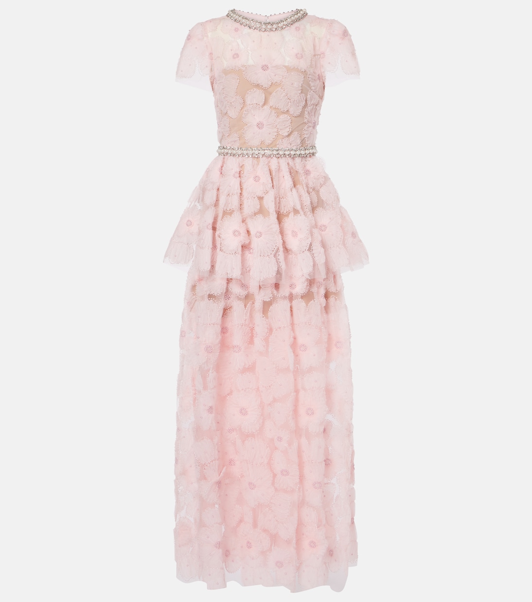 Robe longue en tulle à fleurs | Self-Portrait