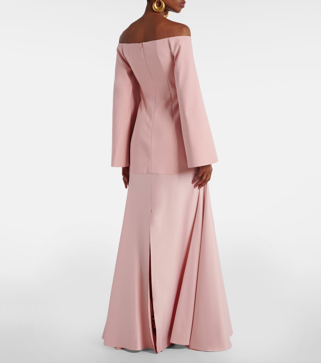 Abito lungo Rina in crêpe e raso | Solace London