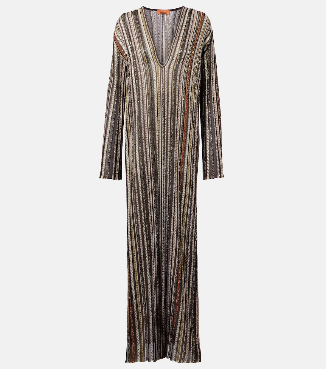 Robe longue rayée en lamé à sequins | Missoni