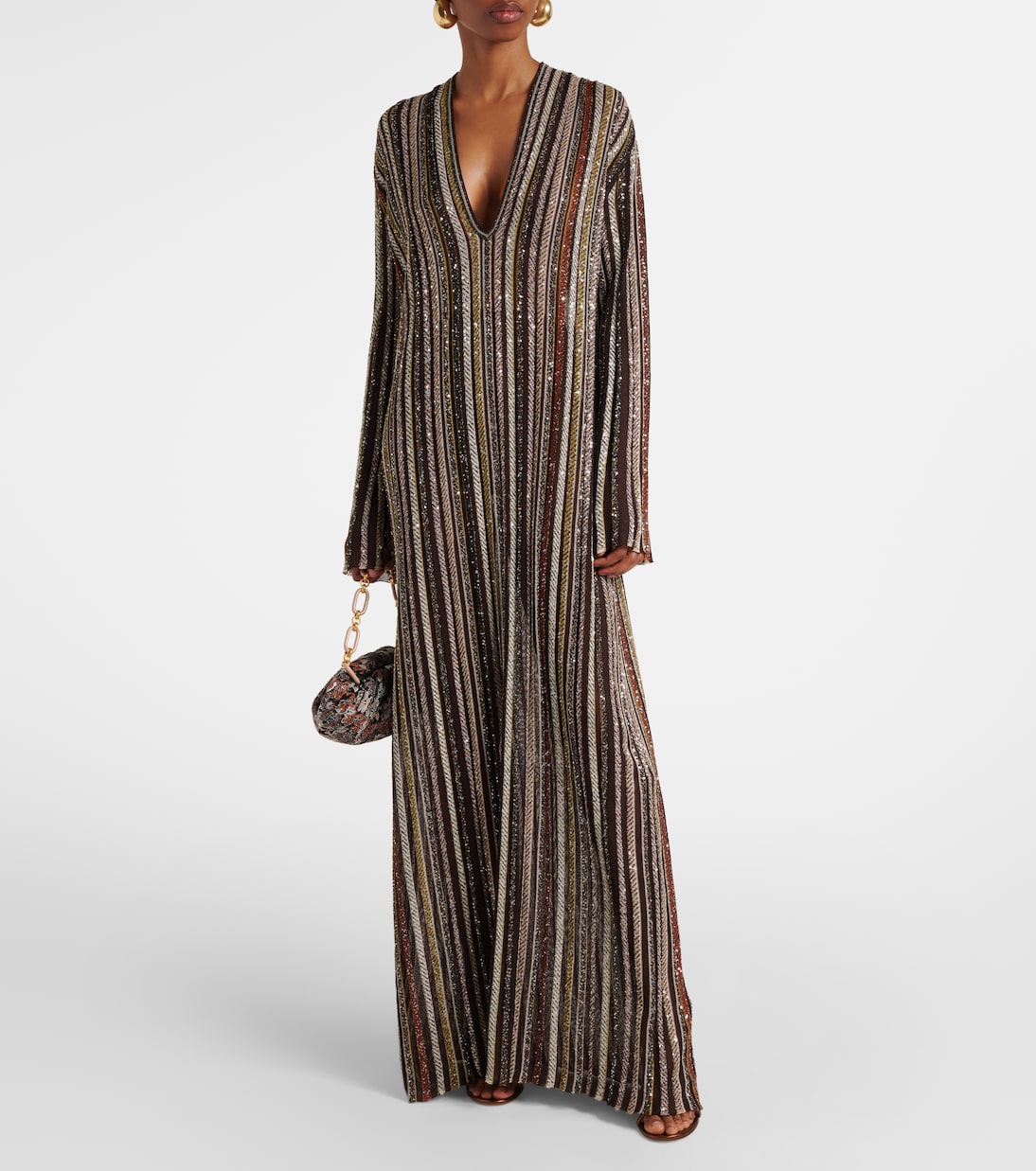 Robe longue rayée en lamé à sequins | Missoni