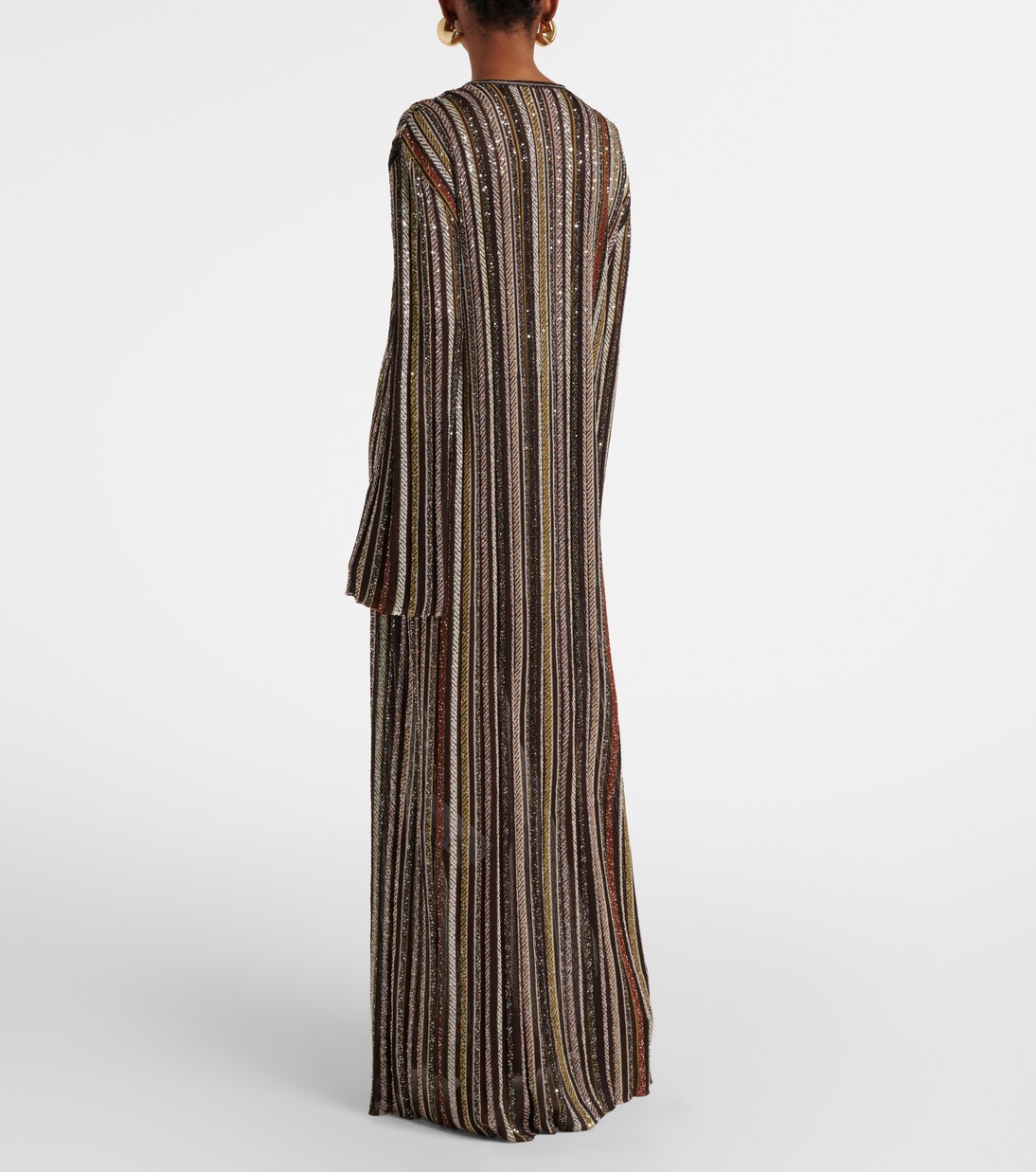 Robe longue rayée en lamé à sequins | Missoni