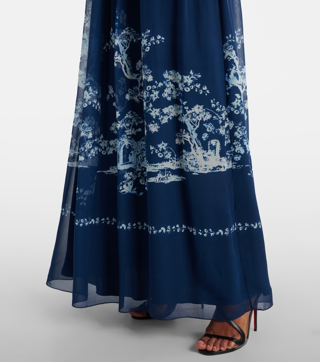 Abito lungo in seta con stampa floreale | Erdem