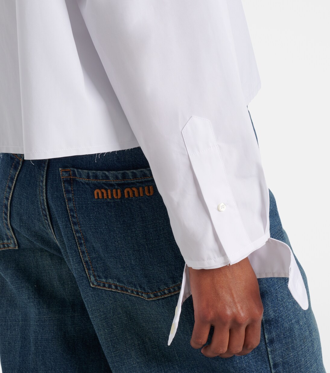 Cropped cotton poplin shirt | Miu Miu