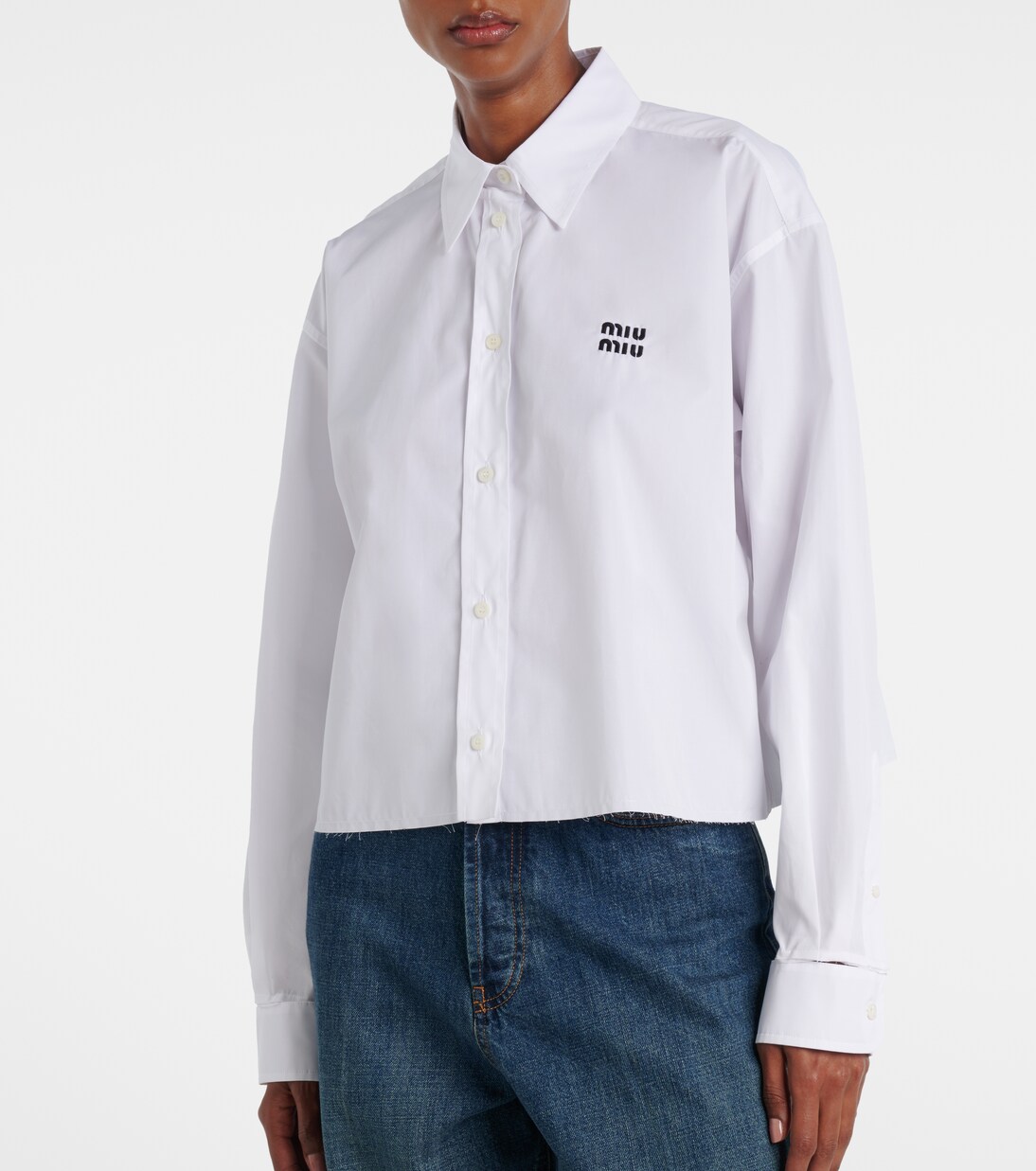 Cropped cotton poplin shirt | Miu Miu