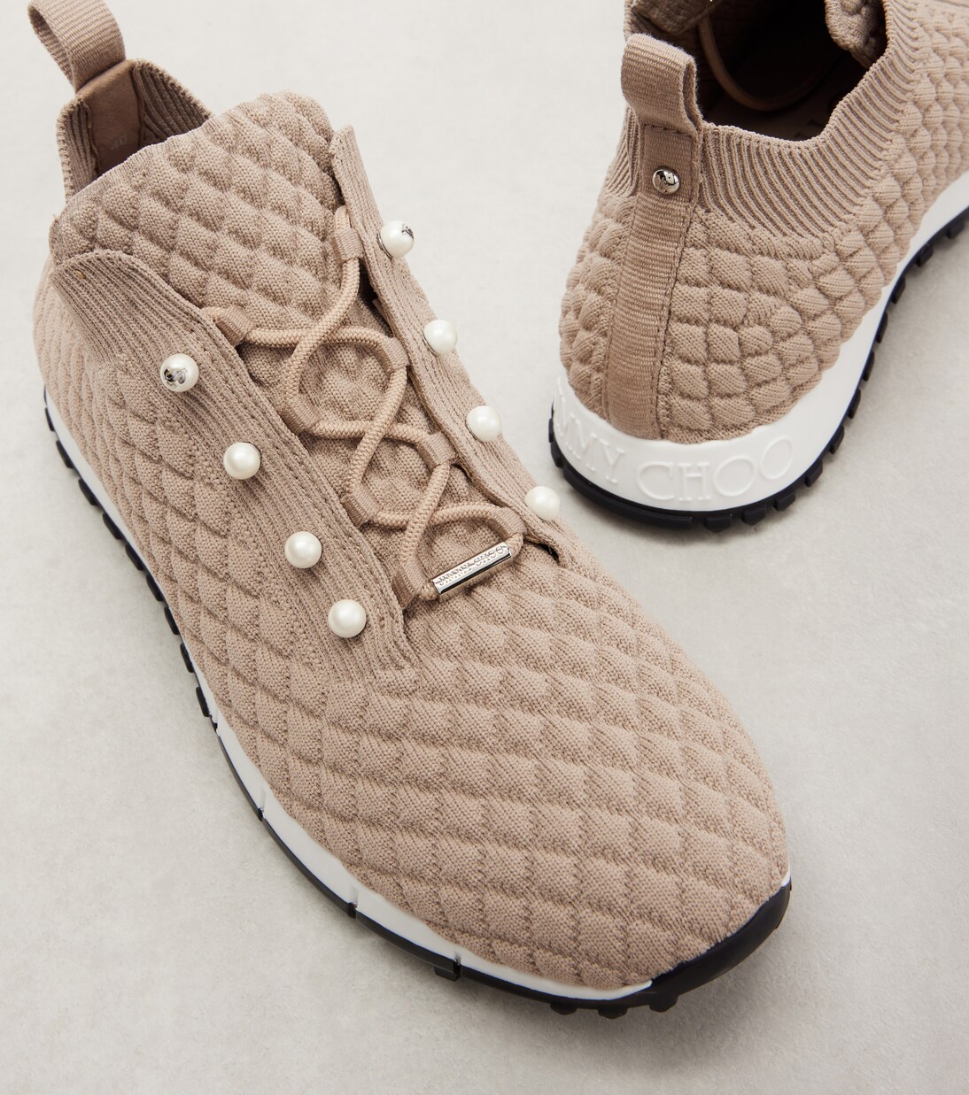 Veles faux pearls embellished sneakers | Jimmy Choo