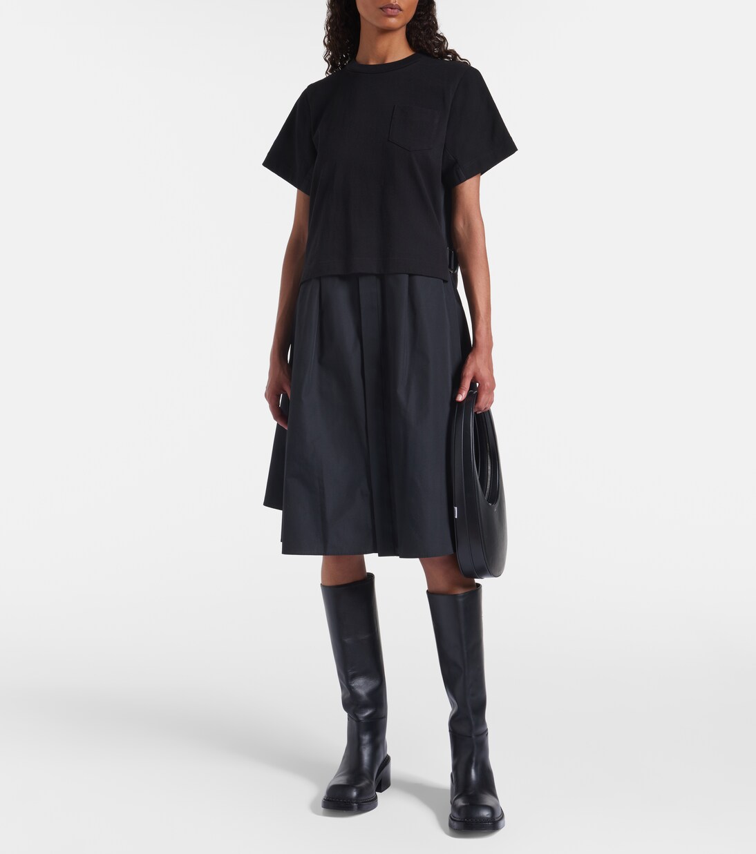 Cotton poplin and jersey maxi dress | Sacai
