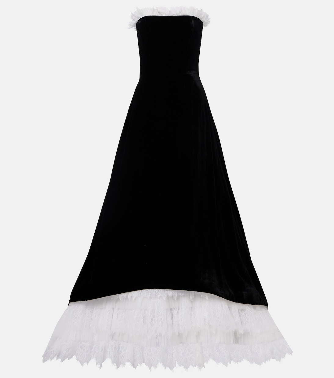 Bustier-Robe Laurette aus Samt mit Spitze | Costarellos