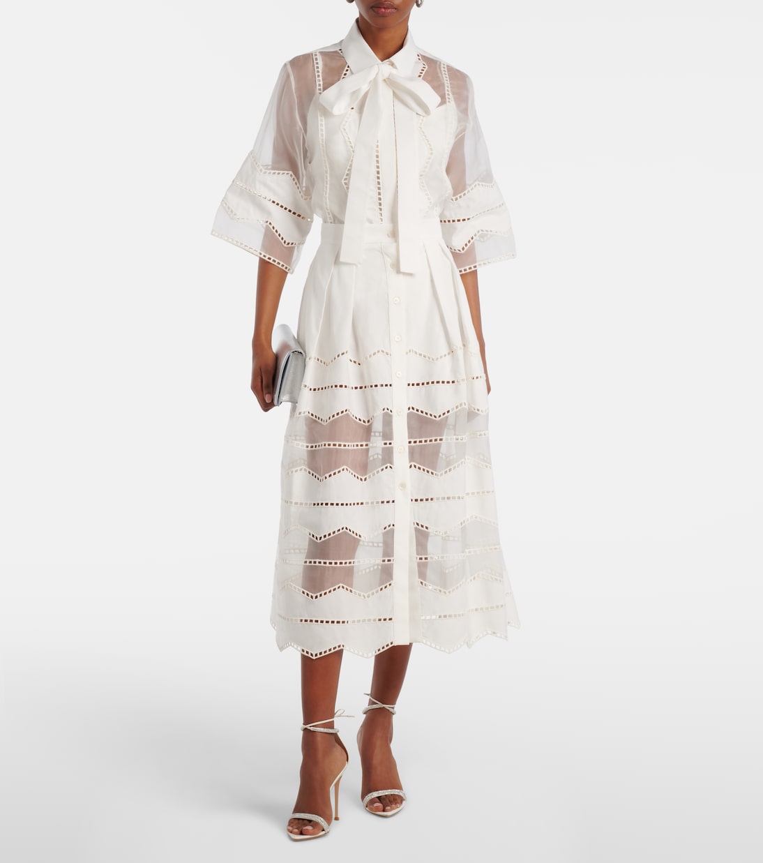 Midirock aus Baumwolle mit Organza | Elie Saab