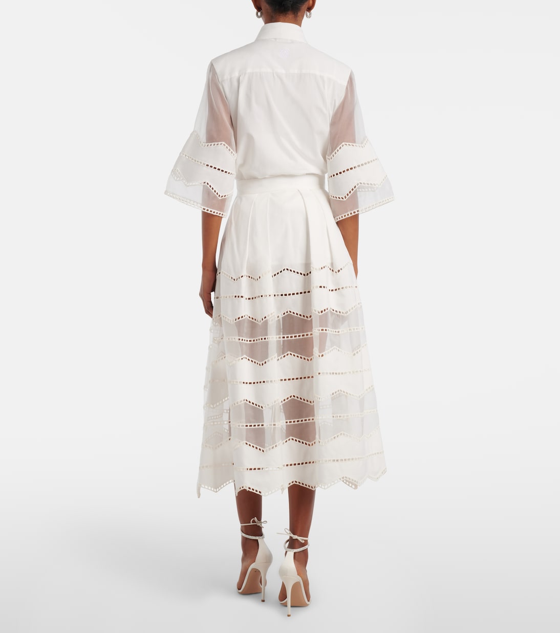 Midirock aus Baumwolle mit Organza | Elie Saab