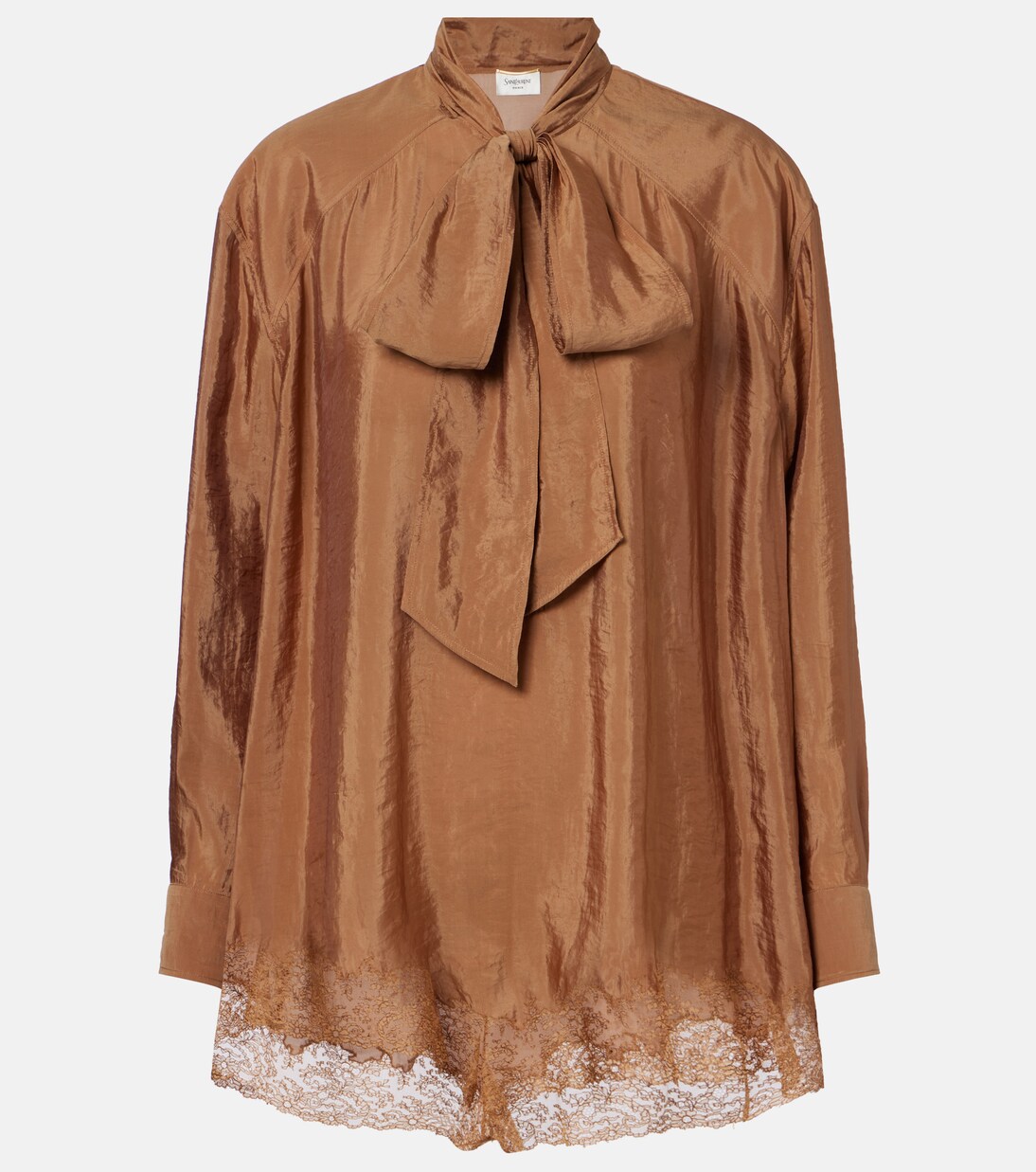 Lace-trimmed tie-neck romper | Saint Laurent